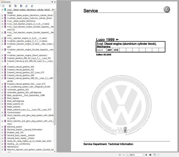 Volkswagen Lupo 6X 6X1 6E 6E1 Workshop Manual 1998 2005 1