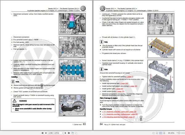 Volkswagen New Beetle NBL NBC Workshop Manual 2012 2018 2