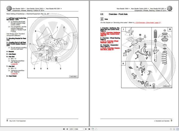 Volkswagen New Beetle RSI 9G1 Workshop Manual 2001 2003 2