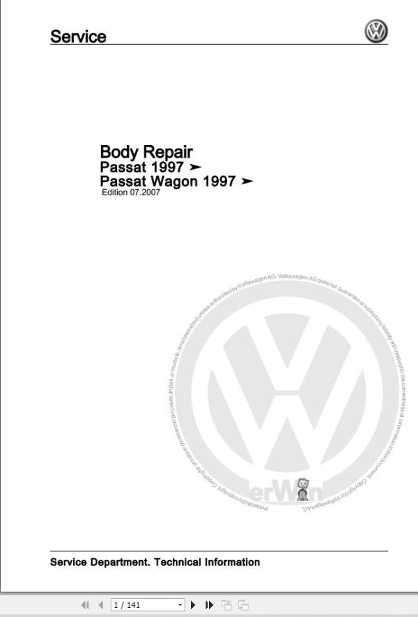 Volkswagen PASSAT WAGON 3B2 Workshop Manual 1998 2000 1
