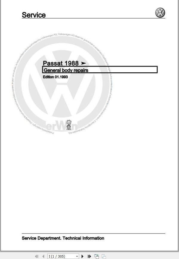 Volkswagen Passat 31 312 315 Workshop Manual 1988 1994 1