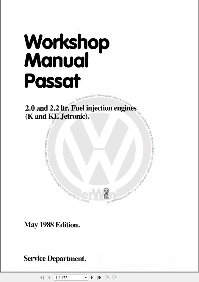 Volkswagen Passat 32 327 328 Workshop Manual 1982 1988 1