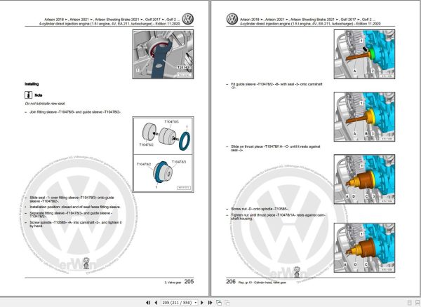 Volkswagen Passat 36 362 365 3G2 3G5 Workshop Manual 2011 2023 2