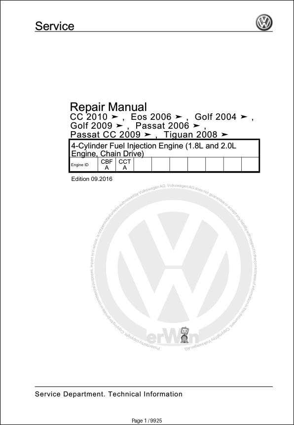 Volkswagen Passat CC 307 Workshop Manual 2008 2017 1