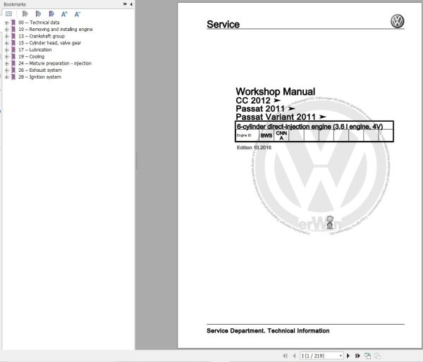 Volkswagen Passat Variant 36 362 365 3G2 3G5 Workshop Manual 2011 2017 1