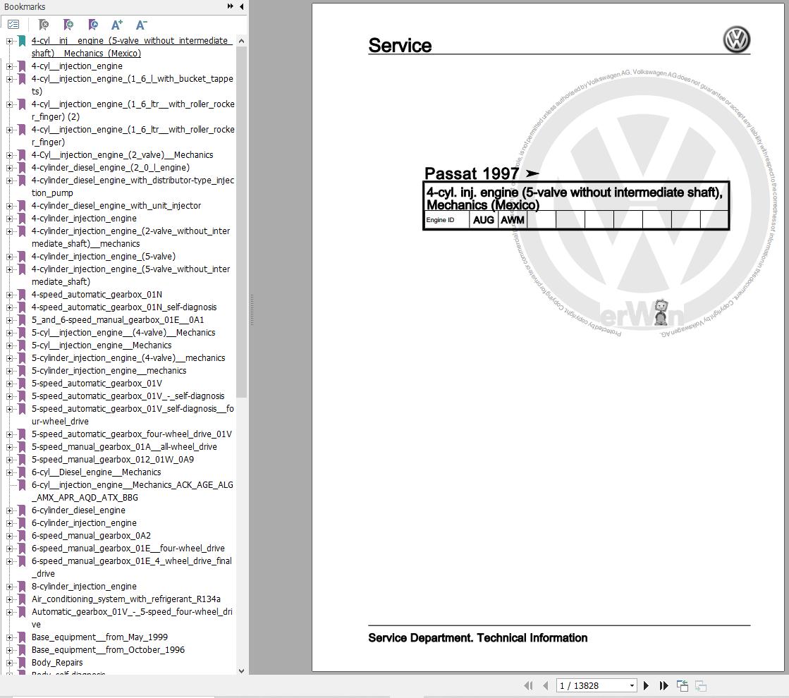 Volkswagen Passat Variant 3B 3B2 3B5 Workshop Manual 1997 2005 1