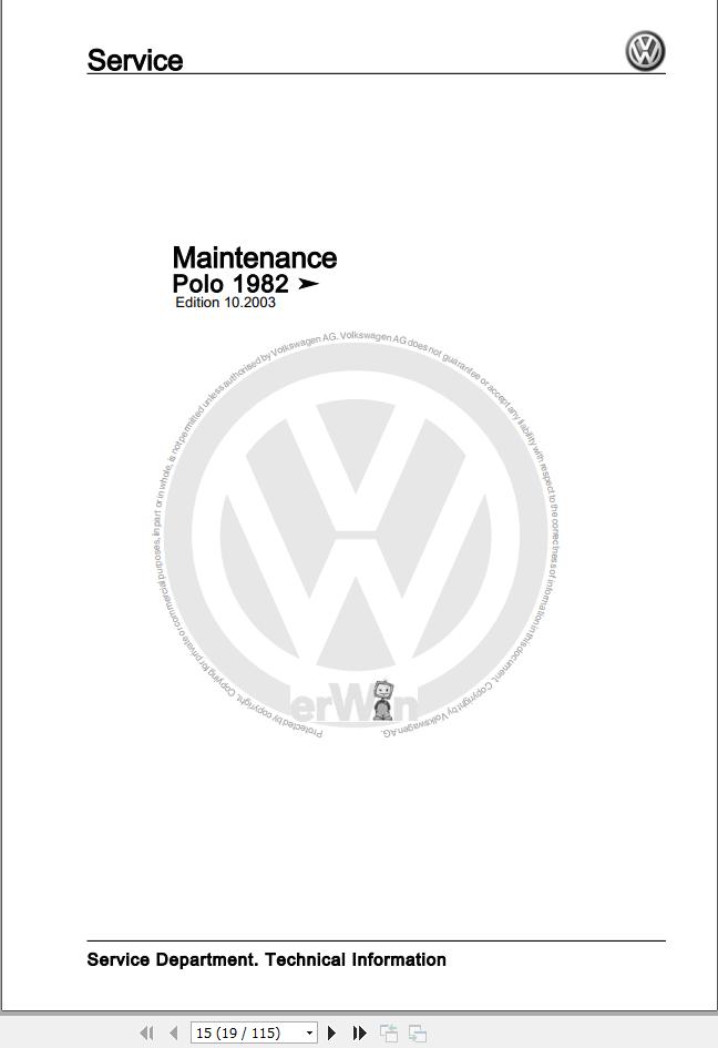 Volkswagen Polo 80 to 867 Workshop Manual 1981 1994 1