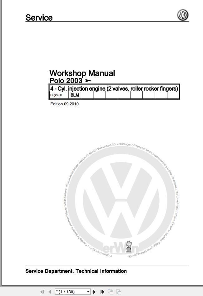 Volkswagen Polo 9N 9N3 9N4 Workshop Manual 2005 2010 1