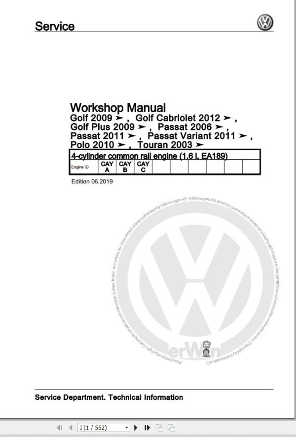Volkswagen Polo A05 6R 6R1 6C1 9A6 6RS Workshop Manual 2010 2015 1