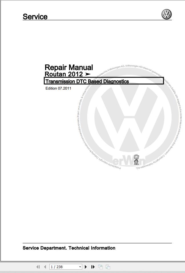 Volkswagen Routan 7B1 Workshop Manual 2009 2014 1