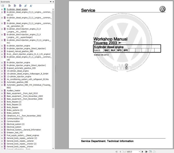 Volkswagen Touareg 7L 7L6 7LA 7P 7P5 7P6 Workshop Manual 2003 2019 1