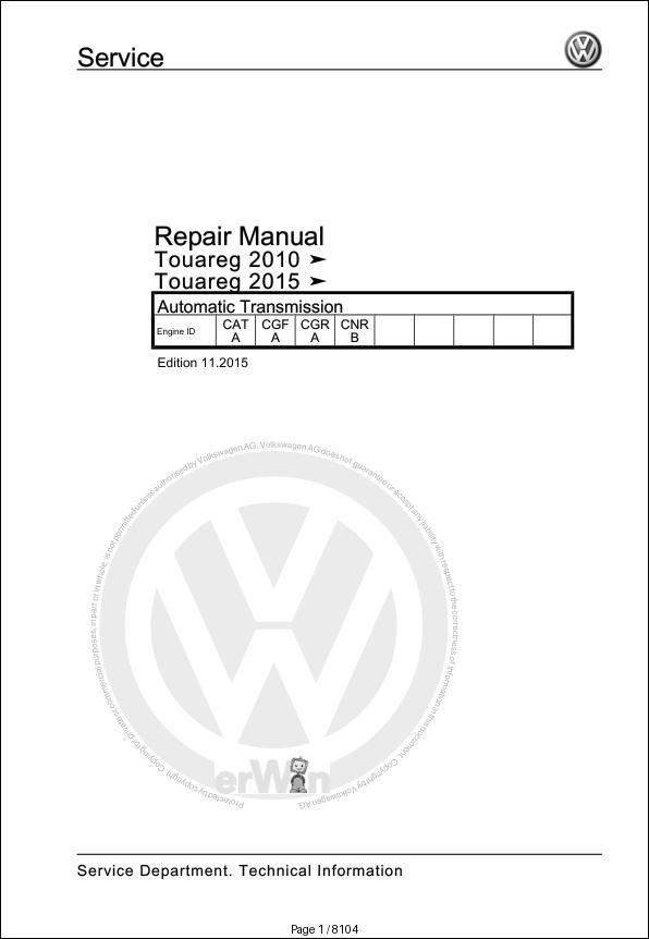 Volkswagen Touareg 7P Workshop Manual 2010 2018 4