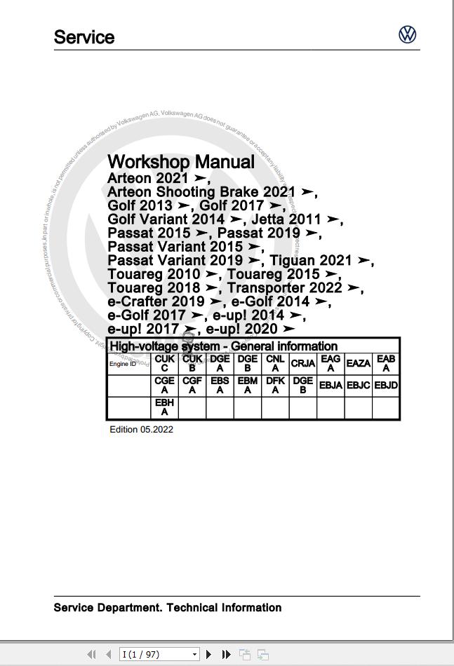 Volkswagen Touareg CR CR7 Workshop Manual 2018 2023 1