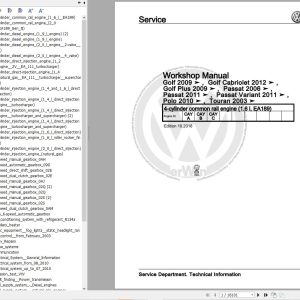 Volkswagen Touran 1T 1T0 1T1 1T2 1T3 Workshop Manual 2003 2015 1