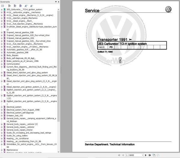 Volkswagen Transporter 70 Workshop Manual 1990 1996 1