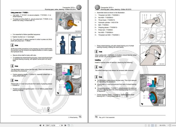 Volkswagen Transporter SF SG Workshop Manual 2016 2020 3