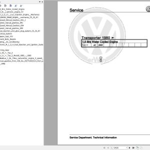 Volkswagen Transporter Typ 2 24 25 Workshop Manual 1979 1992 1