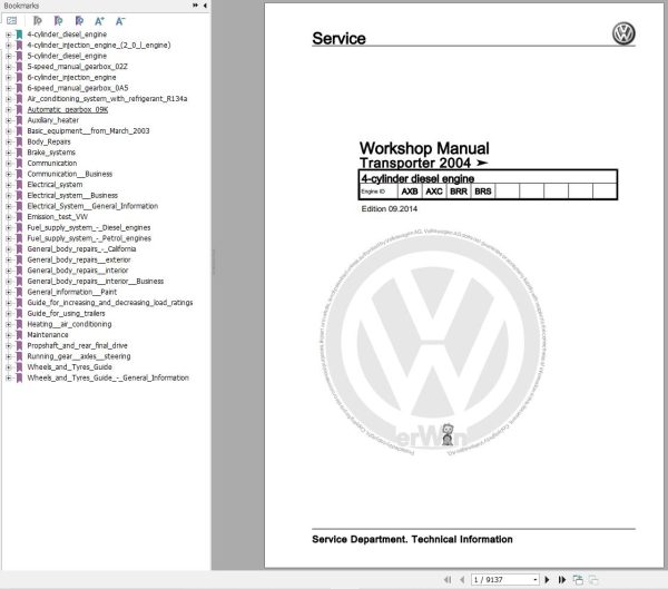 Volkswagen Transporter Workshop Manual 2003 2008 1