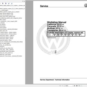 Volkswagen Transporter Workshop Manual 2009 2016 1