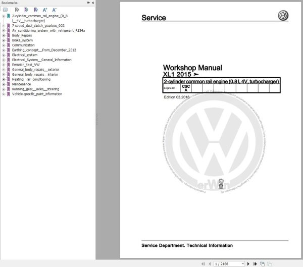 Volkswagen XL1 6Z 6Z0 6Z1 Workshop Manual 2012 2016 1