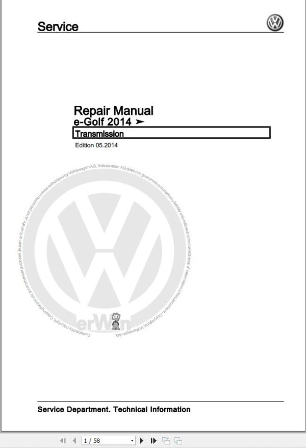 Volkswagen eGolf BE1 Workshop Manual 2014 (1)