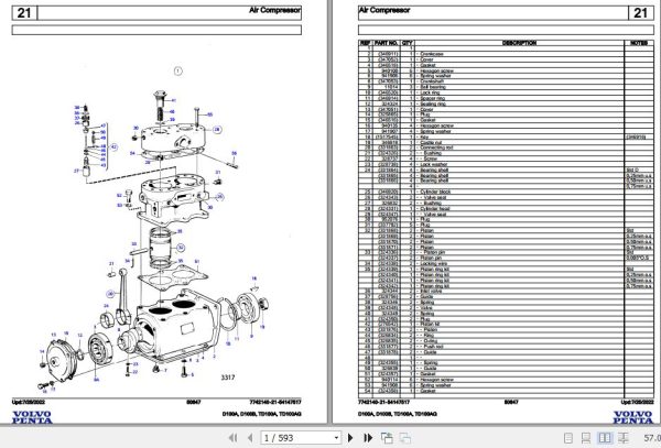 Volvo Penta Industrial Engine D100A to TD100AG Parts Catalog 1