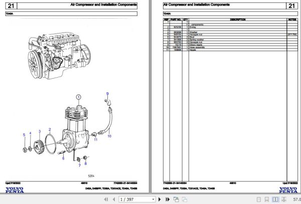 Volvo Penta Industrial Engine D45A to TD45B Parts Catalog 1