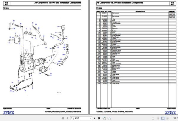 Volvo Penta Industrial Engine TAD1030V to TWD1031VE Parts Catalog 1