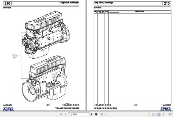 Volvo Penta Industrial Engine TAD1240GE to TAD1242GE Parts Catalog 1