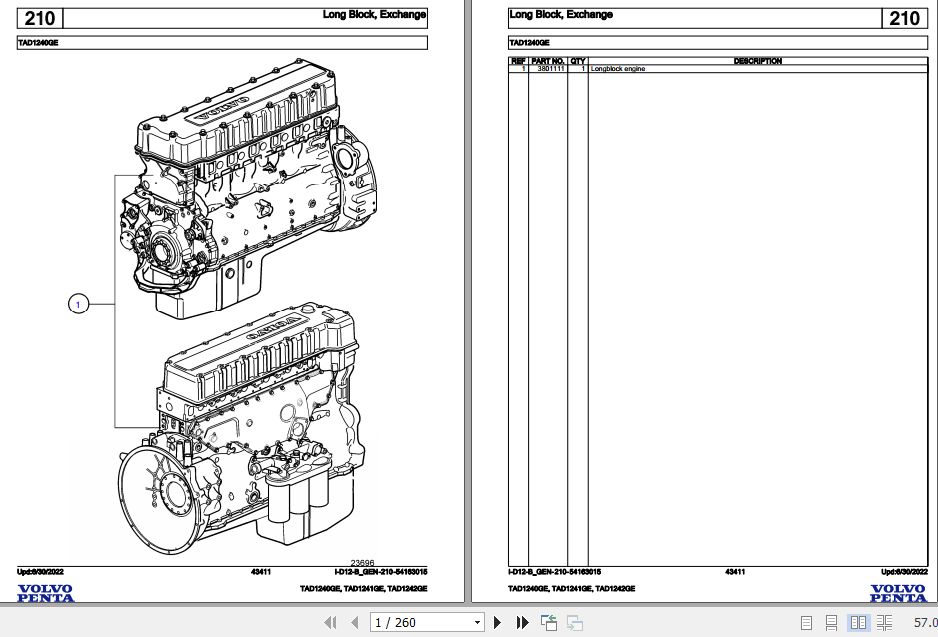 Volvo Penta Industrial Engine TAD1240GE to TAD1242GE Parts Catalog 1