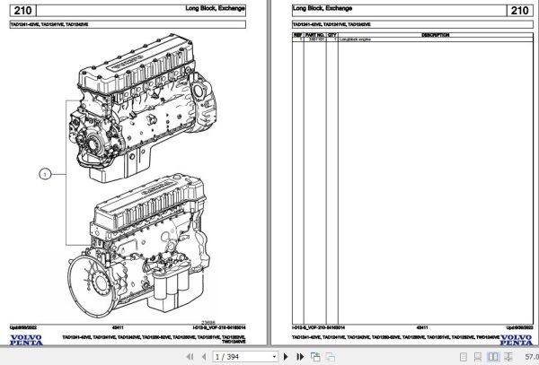 Volvo Penta Industrial Engine TAD1241 42VE to TWD1240VE Parts Catalog 1