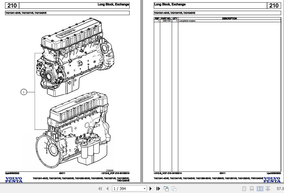 Volvo Penta Industrial Engine TAD1241 42VE to TWD1240VE Parts Catalog 1