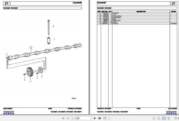 Volvo Penta Industrial Engine TAD1630P to TWD1630PP Parts Catalog 1