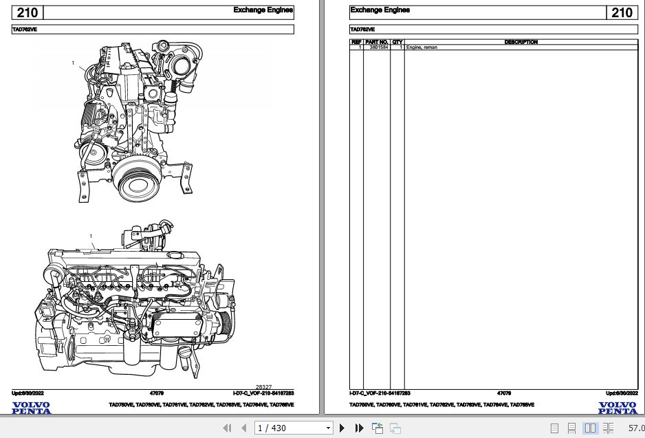 Volvo Penta Industrial Engine TAD750VE to TAD765VE Parts Catalog 1