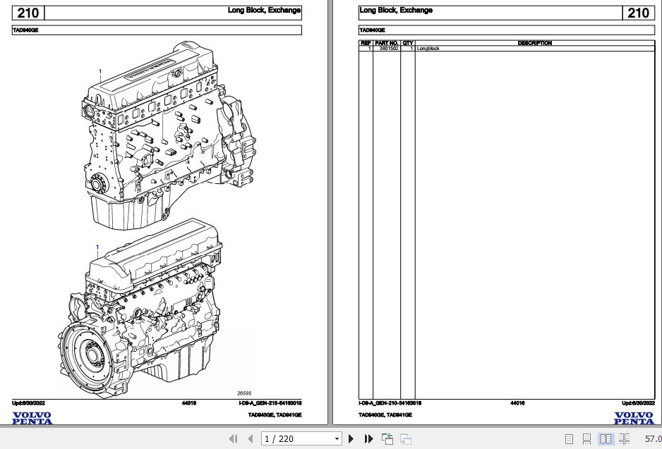 Volvo Penta Industrial Engine TAD940GE TAD941GE Parts Catalog 1