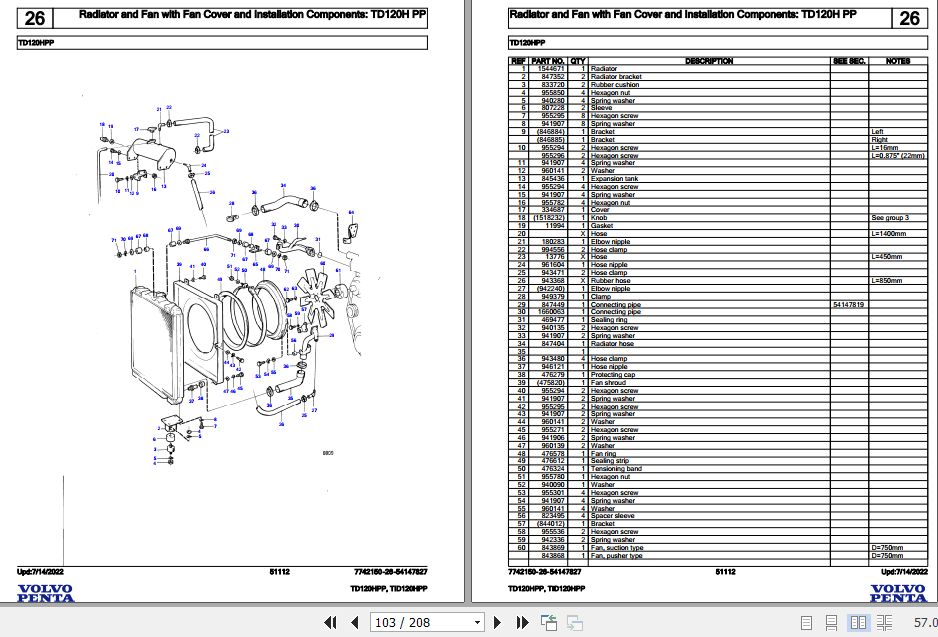 Volvo Penta Industrial Engine TD120HPP TID120HPP Parts Catalog