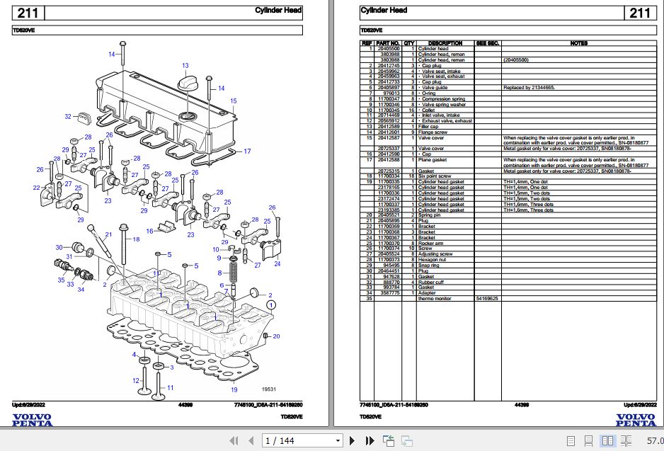 Volvo Penta Industrial Engine TD520VE Parts Catalog 1