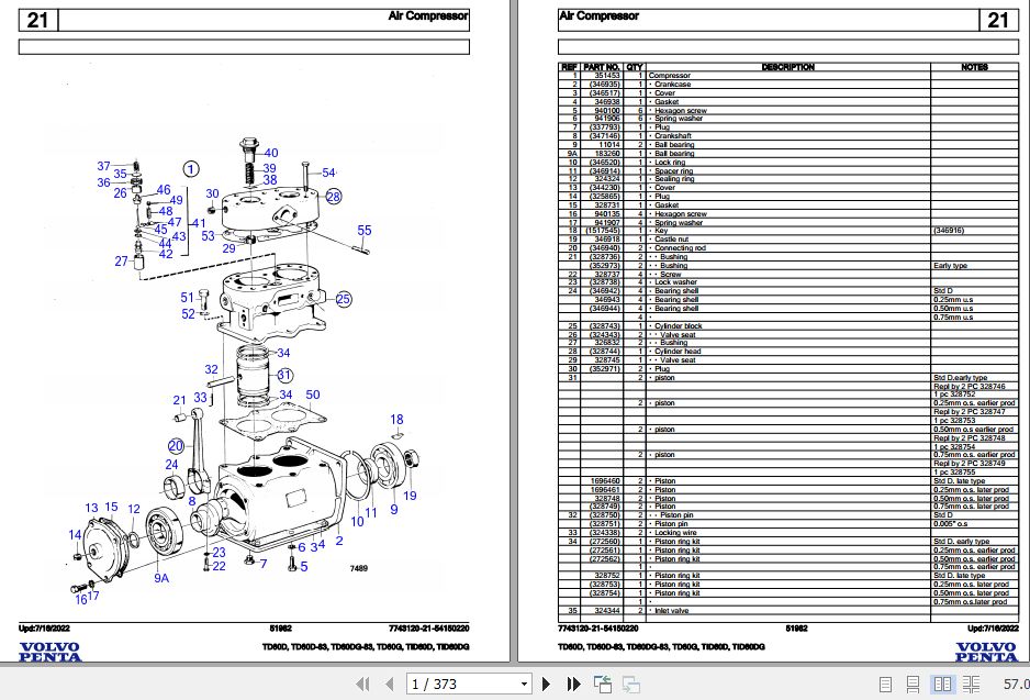Volvo Penta Industrial Engine TD60D to TID60DG Parts Catalog 1