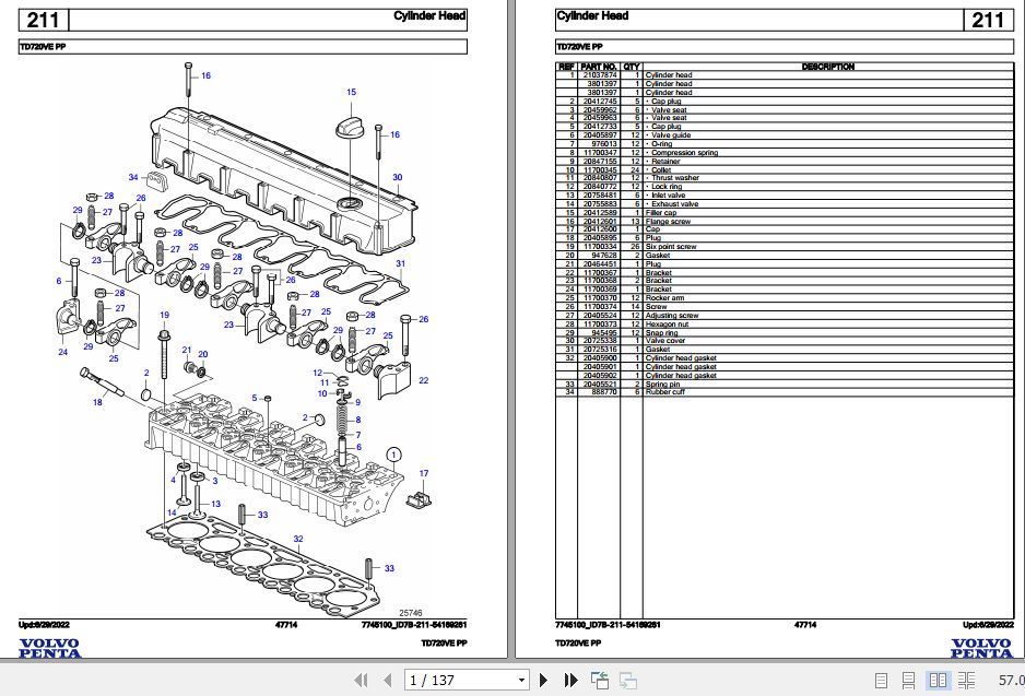 Volvo Penta Industrial Engine TD720VE PP Parts Catalog 1