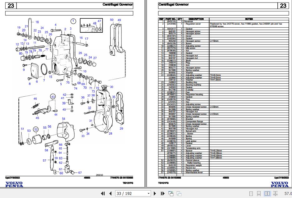 Volvo Penta Industrial Engine TID121FG Parts Catalog