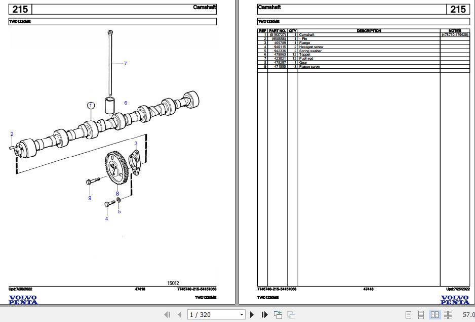Volvo Penta Industrial Engine TWD1230ME Parts Catalog 1