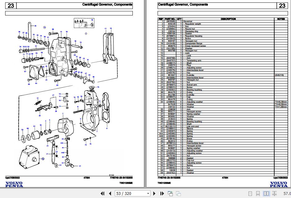 Volvo Penta Industrial Engine TWD1230ME Parts Catalog