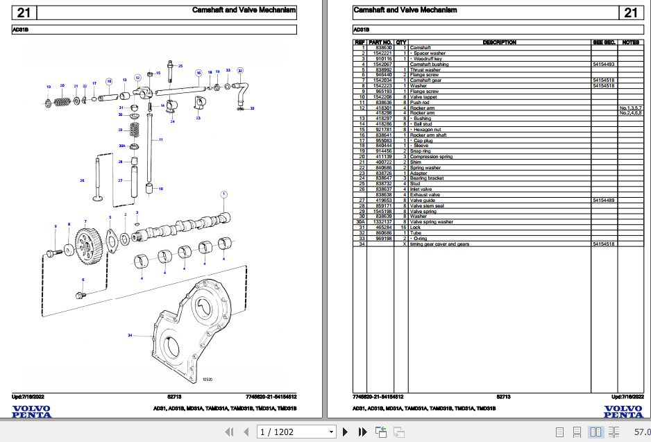 Volvo Penta Marine Diesel Engines AD31 to TMD31B Parts Catalog 1