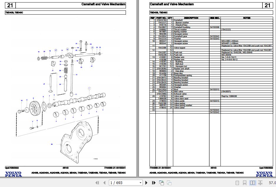 Volvo Penta Marine Diesel Engines AD40B to TMD40C Parts Catalog 1