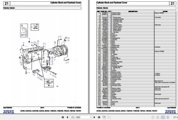 Volvo Penta Marine Diesel Engines AD40B to TMD40C Parts Catalog 2