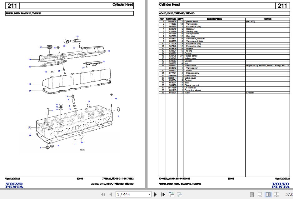 Volvo Penta Marine Diesel Engines AD41D to TMD41D Parts Catalog 1