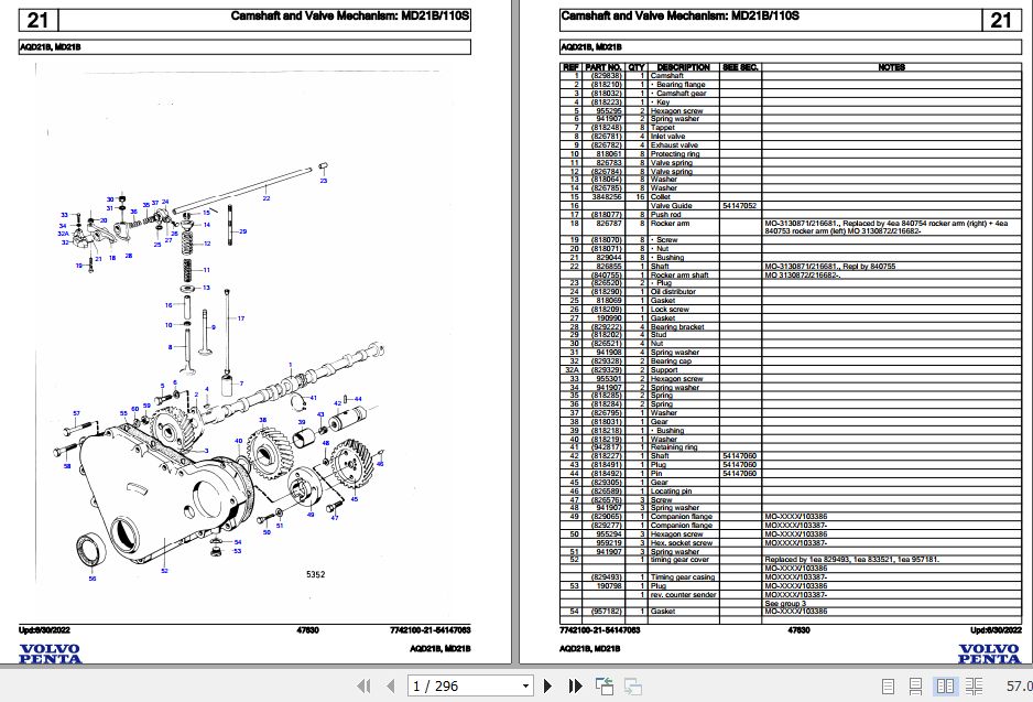 Volvo Penta Marine Diesel Engines AQD21B MD21B Parts Catalog 1
