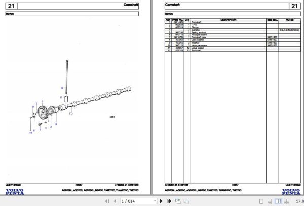 Volvo Penta Marine Diesel Engines AQD70BL to TMD70C Parts Catalog 1