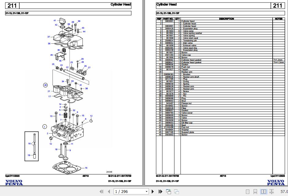 Volvo Penta Marine Diesel Engines D113 D113B D113F Parts Catalog