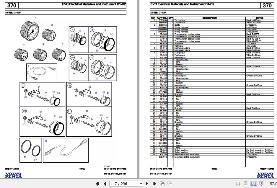 Volvo Penta Marine Diesel Engines D113 D113B D113F Parts Catalog